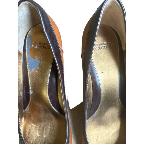 Circa Joan & David High‎ Heel Size 8.5 Classic Peep Toe Buckle Brown New w Flaw - Picture 6 of 11